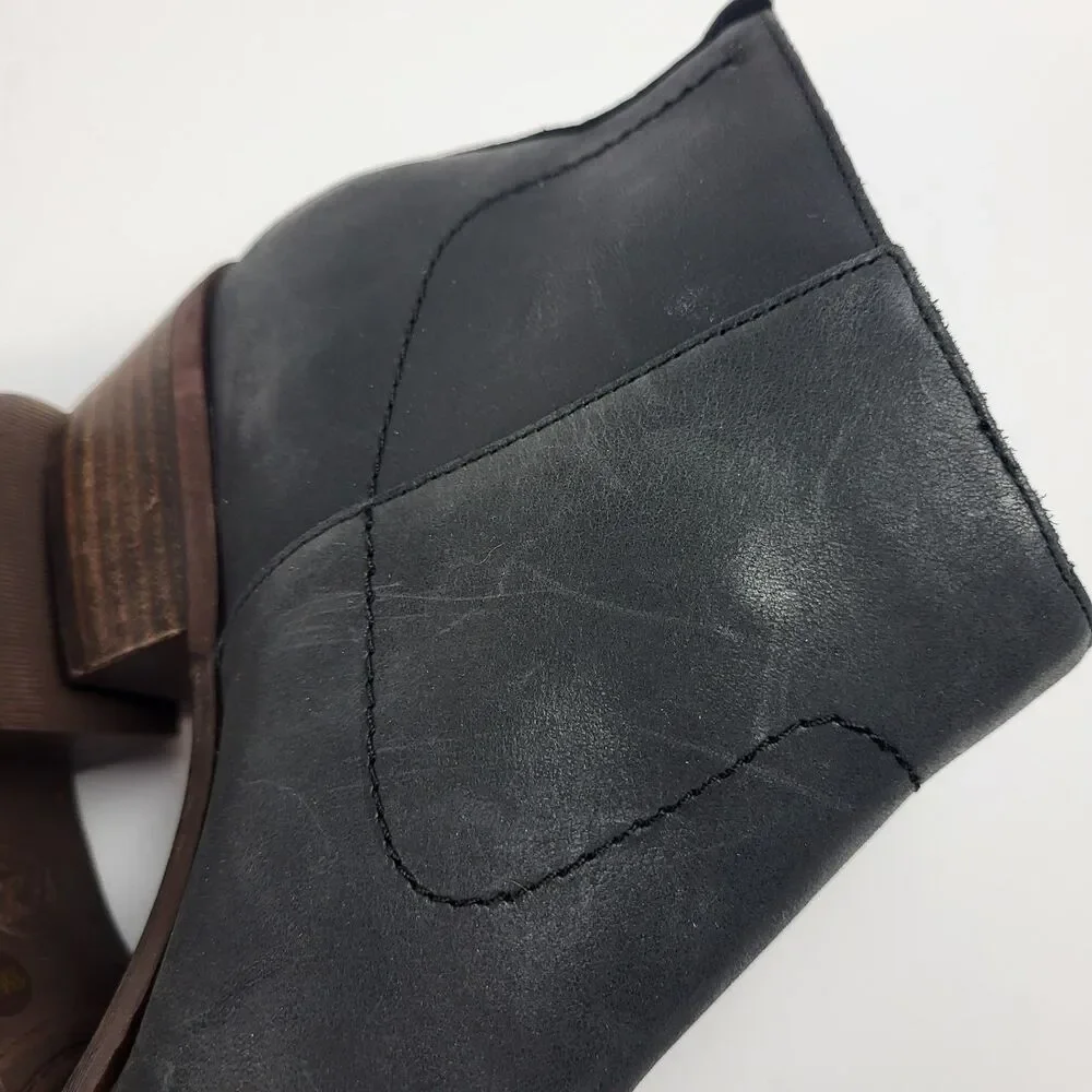 Lucky Brand Women’s Basel Side Zip Ankle charcoal black Leather Booties Size 9M